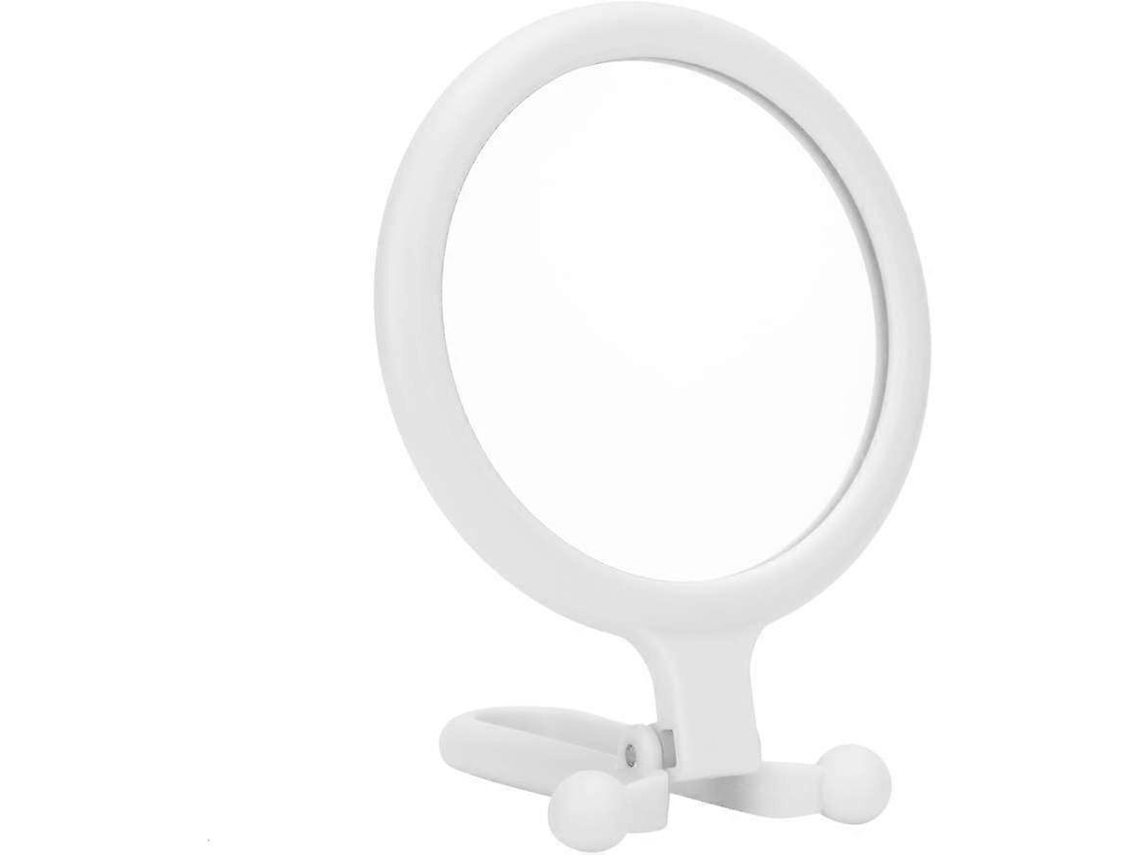 Espejo De Maquillaje Doble Lado Con 10x Aumento Mango Ajustable Para Uso Mano Mesa O Pared