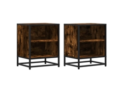 Maison Exclusive - Mesitas Noche 2 Uds Madera Ingeniería Roble Ahumado 40x31x50 Cm