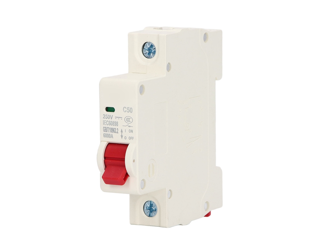 Disyuntor miniatura de CC de 1 polo y 50 A para sistema solar, montaje DIN, 250 V, 6000 A, DZ47 63Z C50