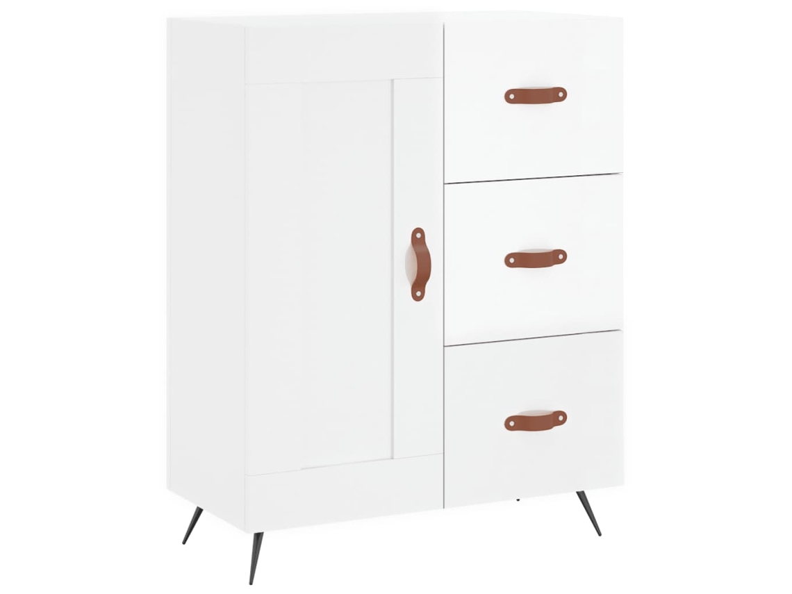 Maison Exclusive - Aparador De Madera Contrachapada Blanco Brillante 69,5x34x90 Cm
