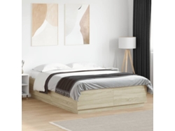 Estructura Cama Con Luces Led Madera Roble Sonoma 150x200 Cm