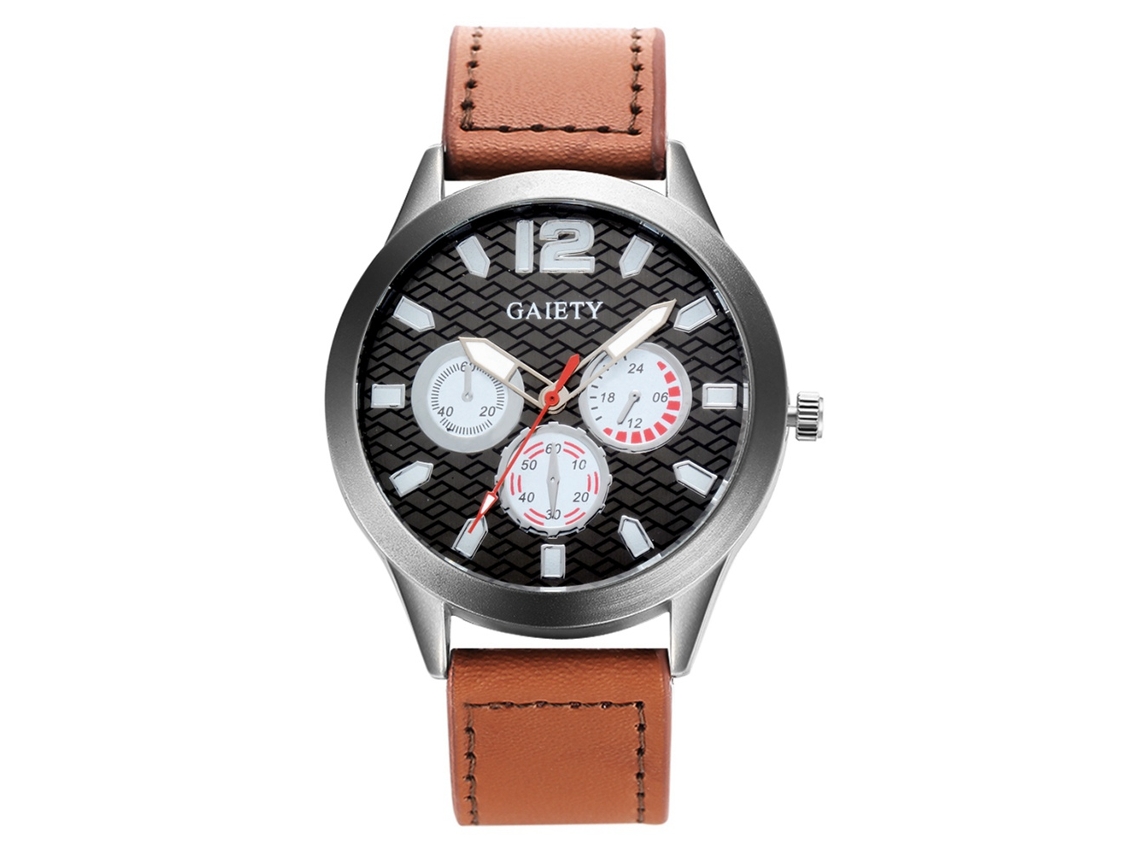 Reloj De Negocio Moderno De Cuero Pu Dial Especial Analógico De Cuarzo Gaiety (marrón Claro)
