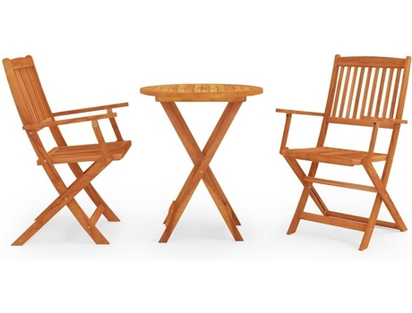 Conjunto 3 de comedor de jardín plegable VIDAXL madera eucalipto