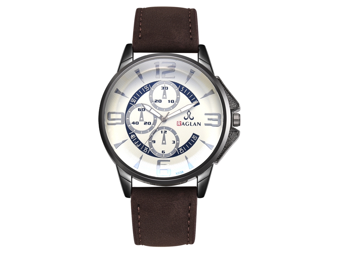Reloj De Pulsera Clásico Digital De Cuarzo Para Hombre Y Mujer Con Correa De Piel Sintética Marrón Oscuro.