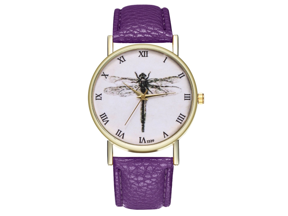 Reloj De Pulsera Analógico De Cuarzo Para Parejas, Redondo De Aleación, Diseño Casual De Lujo, Morado.