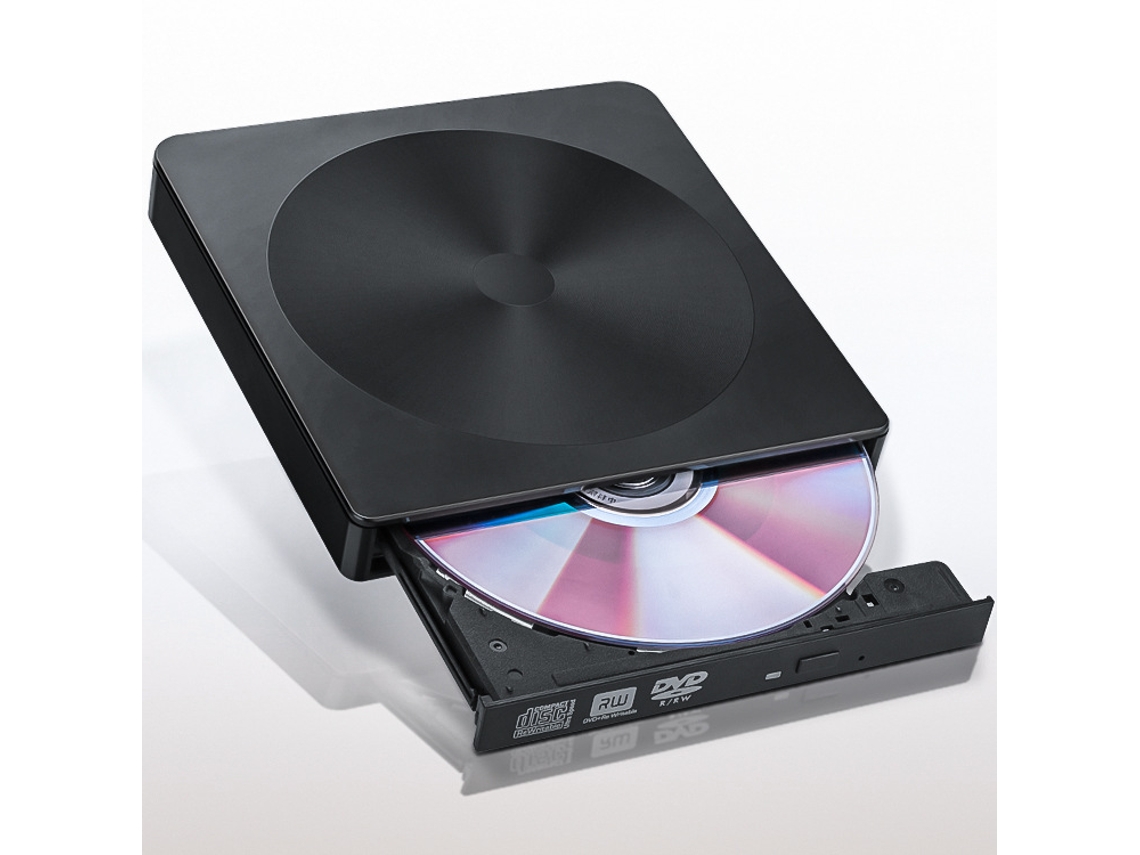 Leitor De Cd/dvd Externo Portátil Com Portas Usb 3.0 E Tipo-c, Gravador De Cd/dvd Preto Hexinyigjly