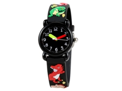Reloj infantil de cuarzo ATS con correa de PVC impermeable y diseño de dinosaurio animado para niños.