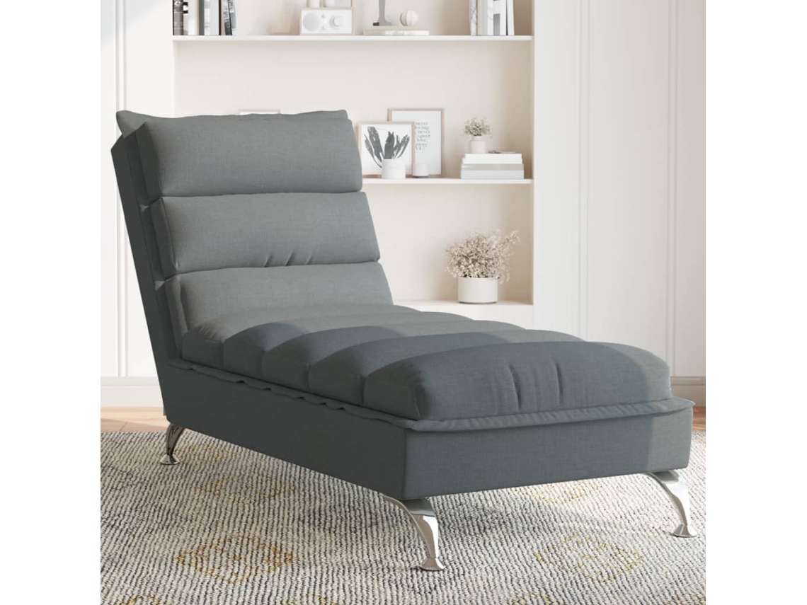 Chaise longue con cojines en tela gris oscuro Lovely Home