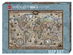 Puzzle 1000 Pcs Map Art Retro World (9 años)