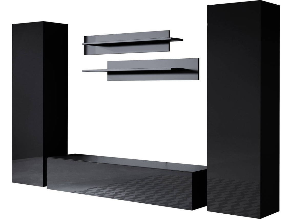 Conjunto de Muebles de TV MÓVEIS BONITOS Luke 3 (Negro - 260x40x165 cm)