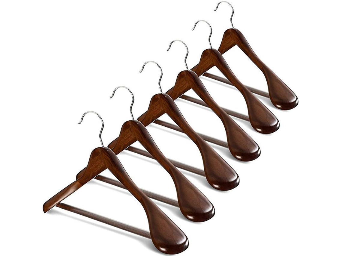 Fasst-6 Perchas De Madera Con Hombros Anchos Y Barra Antideslizante Para Abrigos, Trajes Y Ropa