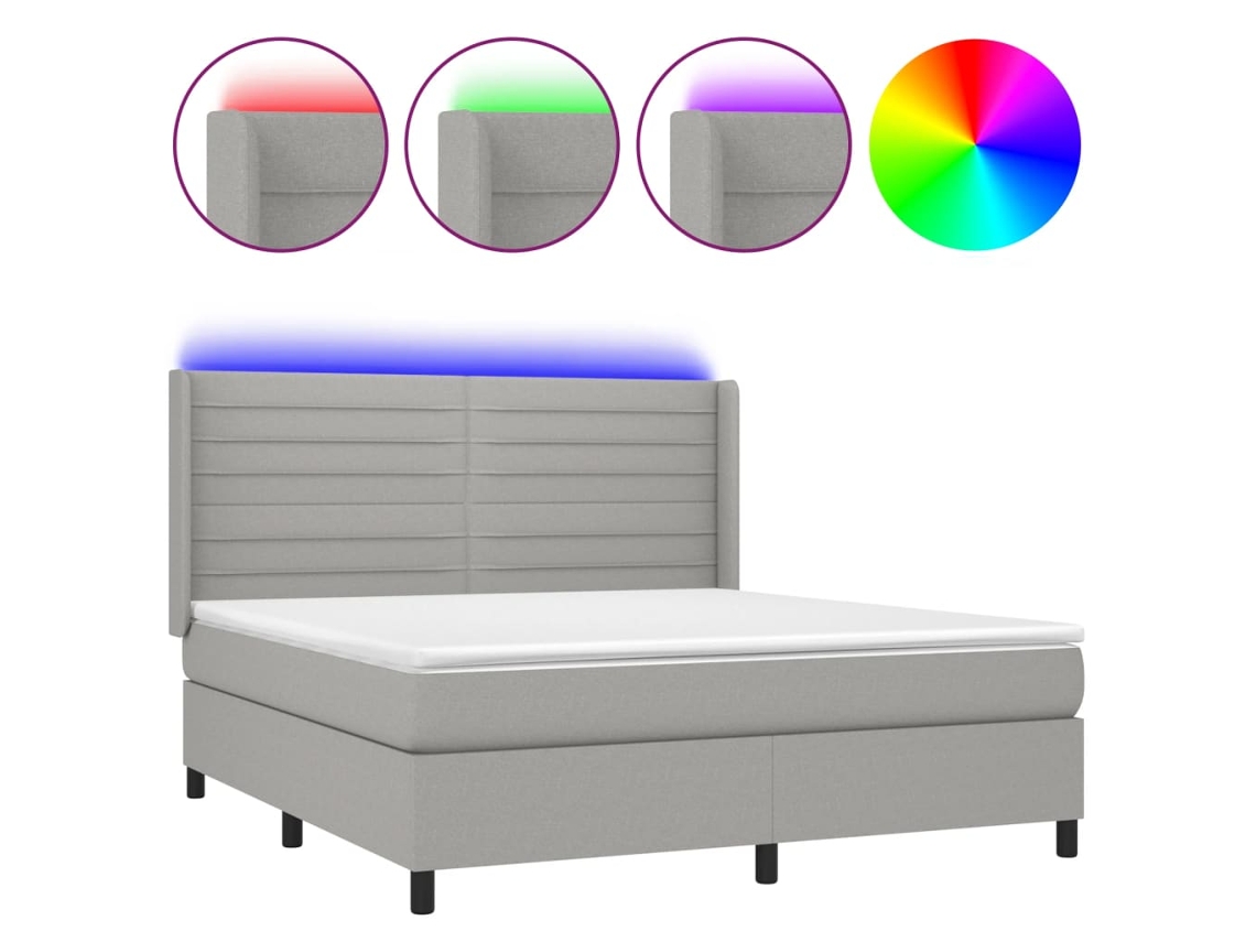 Maison Exclusive - Cama Box Spring Colchón Y Luces Led Tela Gris Claro 160x200 Cm