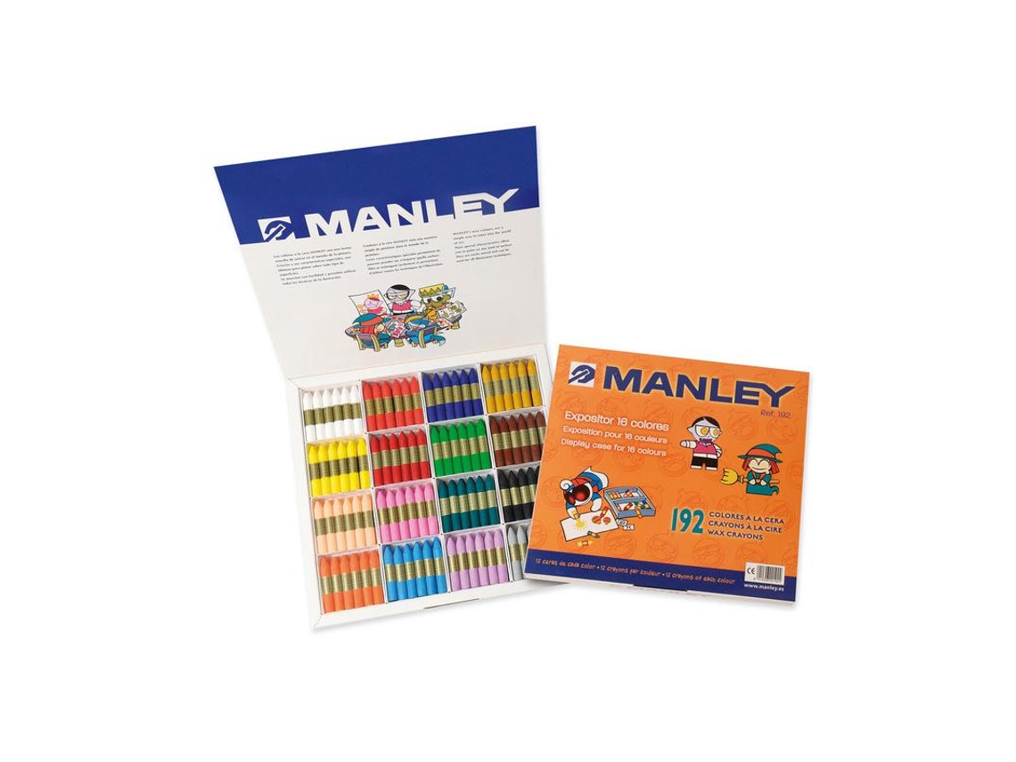 MANLEY Crayones Caja de 192 Unidades 16 Colores Surtidos