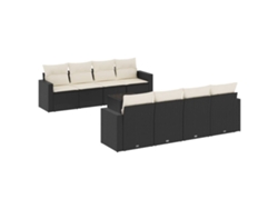 Maison Exclusive - Conjunto de sofás de jardín de 9 piezas con cojines de mimbre y patas negras