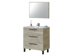 Mueble de baño Athena 80 3 cajones + espejo Roble Alaska 80 x 86 x 45 cm