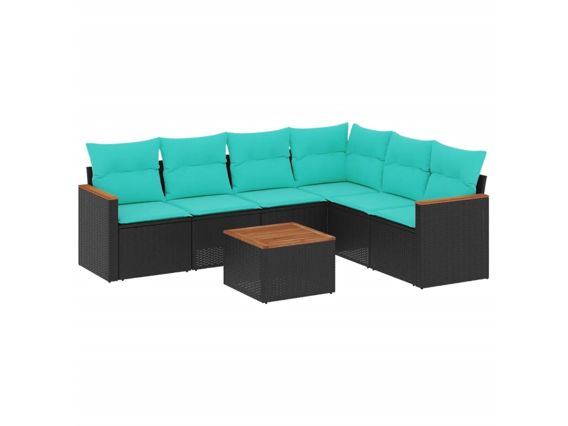 Maison Exclusive - Conjunto De Sofá De Jardín De 7 Piezas Con Cojines, De Poliratán Negro