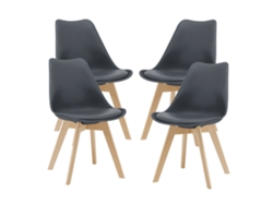 Juego de 4 sillas de comedor Fläten [EN.CASA] estilo escandinavo 82x49x54cm cuero sintético - Gris