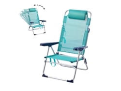 Silla de Playa Plegable y Reclinable con Cojín de 5 Posiciones 57X31X62/101CM Turquesa SELEOK