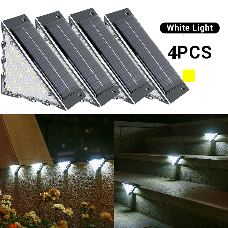 Luces solares para escaleras (1, 2 o 4 piezas), impermeables, ideales para barandillas, escalones, caminos y decoración de jardín. Aeuzwr