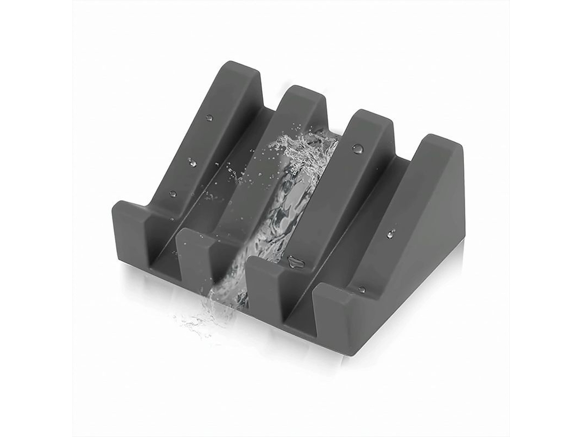 2026-linjou Porta Jabón De Silicona Moderno Con Diseño Elegante Y Drenaje De Agua Gris
