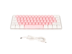 Teclado Para Gamers Con Cable, 60% Rgb, Mini, 61 Teclas, Compacto, Ergonómico, Para Gamers Y Oficina, Color Blanco Y Rosa.