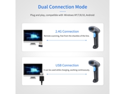 Escáner De Código De Barras 1d/2d/qr Inalámbrico 2.4g Y Usb Manos Libres Para Supermercados, Comercios Minoristas, Logística Y Almacenes.