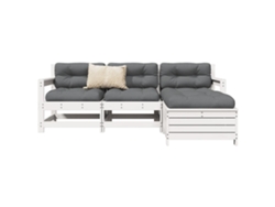 Conjunto de sofá de jardín de 2 piezas en madera maciza de pino, blanco, DKD Home Decor