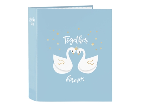 Carpeta de anillas GLOW LAB Cisnes Azul A4 27 x 33 x 6 cm