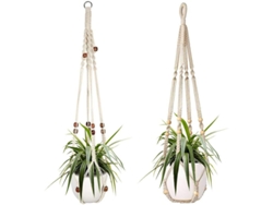 2 colgadores de macramé para plantas, cesta de algodón con cuerda, 90 cm, blanco