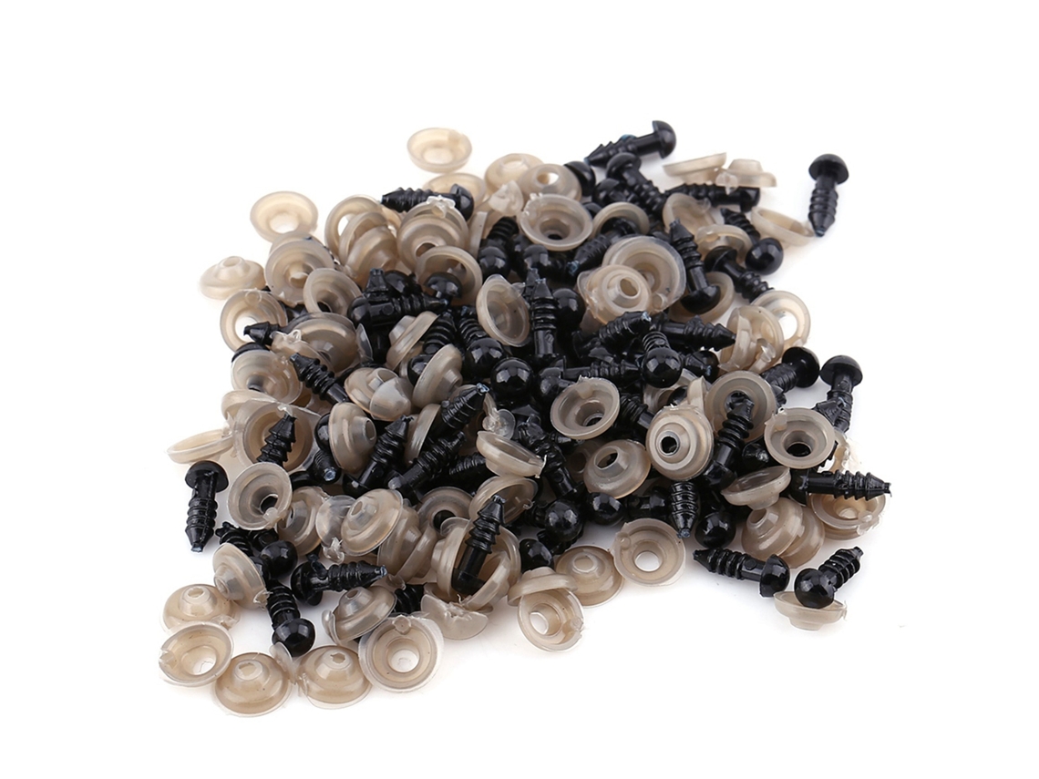 Ojos de plástico negro de 9 mm para muñecas, ideales para peluches y manualidades: seguros y de alta calidad.