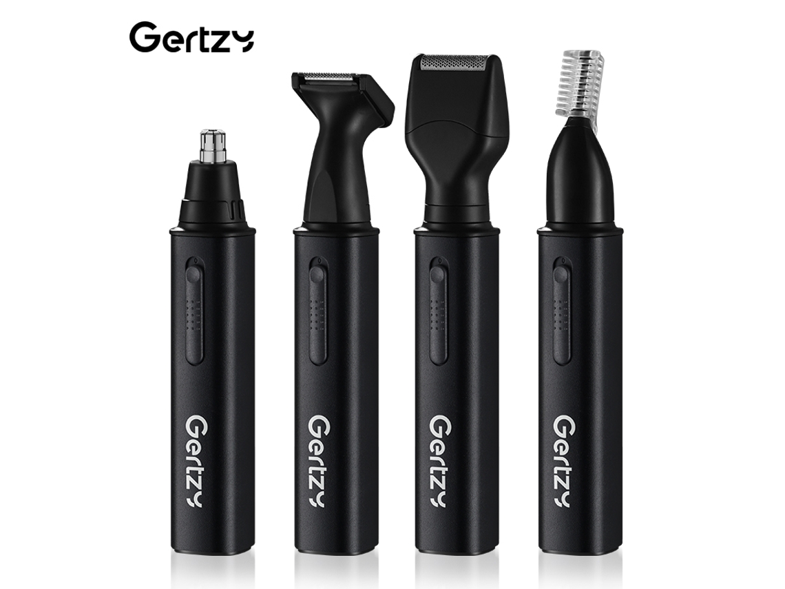 Kit de recortadora de vello nasal y de orejas USB recargable con 4 cuchillas reemplazables MDUG (negro)