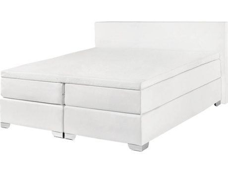 BELIANI Cama continental President polipiel Blanco 151x212x92