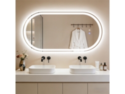 Zmh Espejo De Baño Ovalado Iluminación Led 60x120 Cm Pared Táctil Antivaho Ip44 Regulable 3000k-6500k