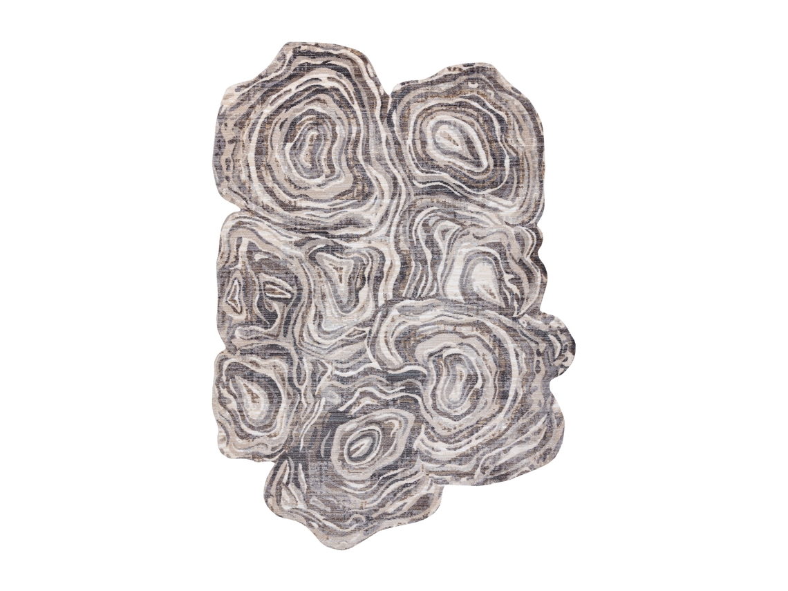 Alfombra Tine 75426A Árbol Madera - Moderno, Forma Irregular Crema / Gris (195 x 290 cm)