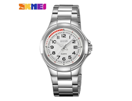 Relojes de Pulsera con Reloj Impermeable de Acero Inoxidable para Hombres con Fecha automática y Carcasa Plateada - Cara Blanca LUUCOZK