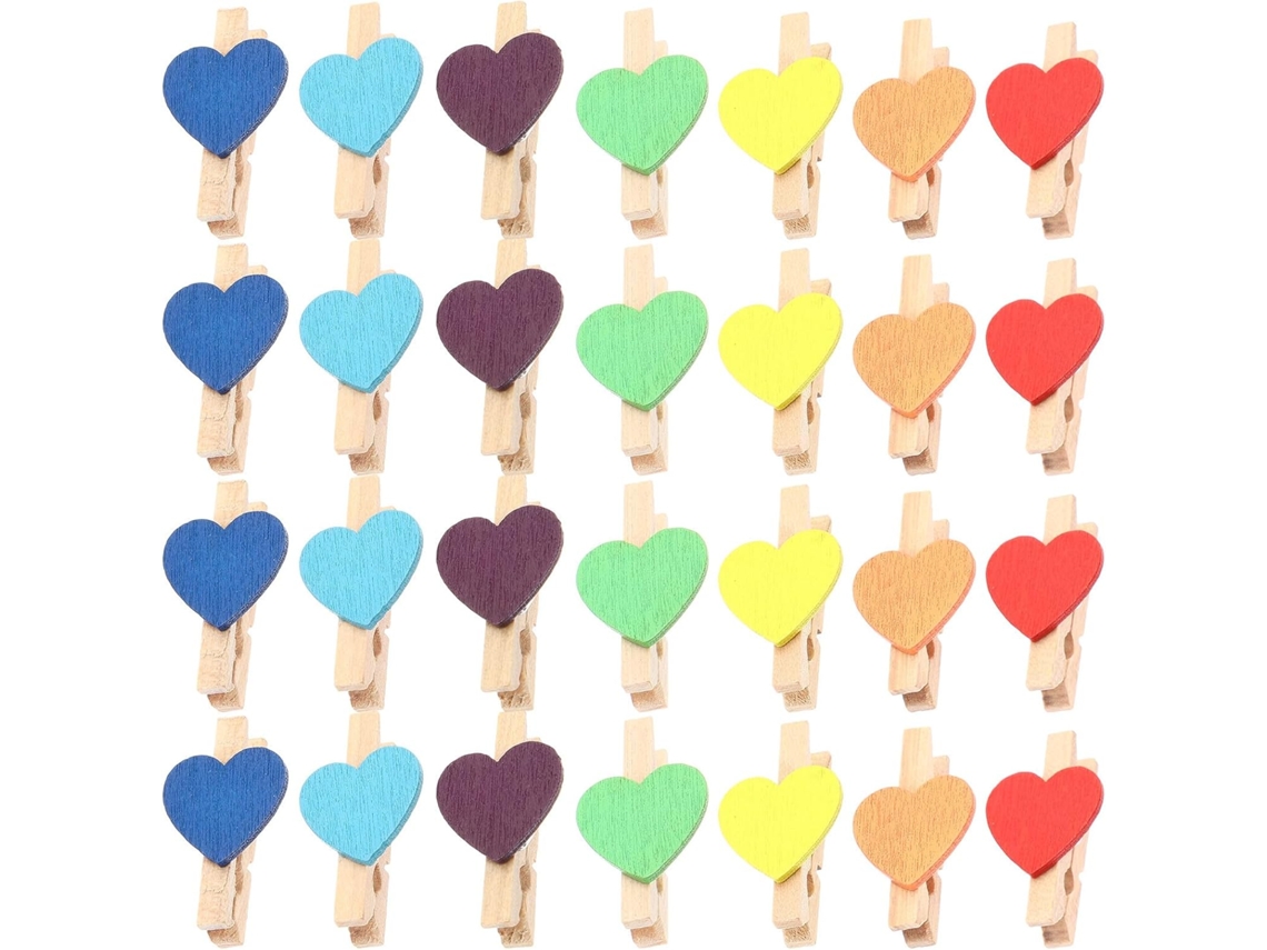 100 Pinzas Madera Forma Corazón Fotos Clips Decorativos Creativos Proyectos Bricolaje Decoración Hogar Notas