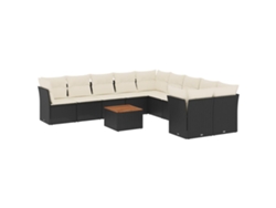 Maison Exclusive - Set De Sofás De Jardín 11 Pzas Y Cojines Ratán Sintético Negro