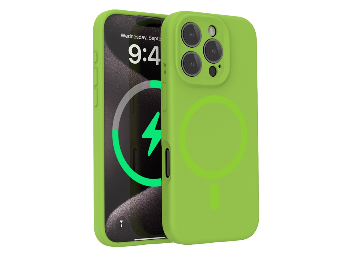 (amarillo Verdoso, Iphone 16 Plus) Funda Para Iphone, Silicona Líquida, Protección De Lente, Fuerte Fijación Magnética.
