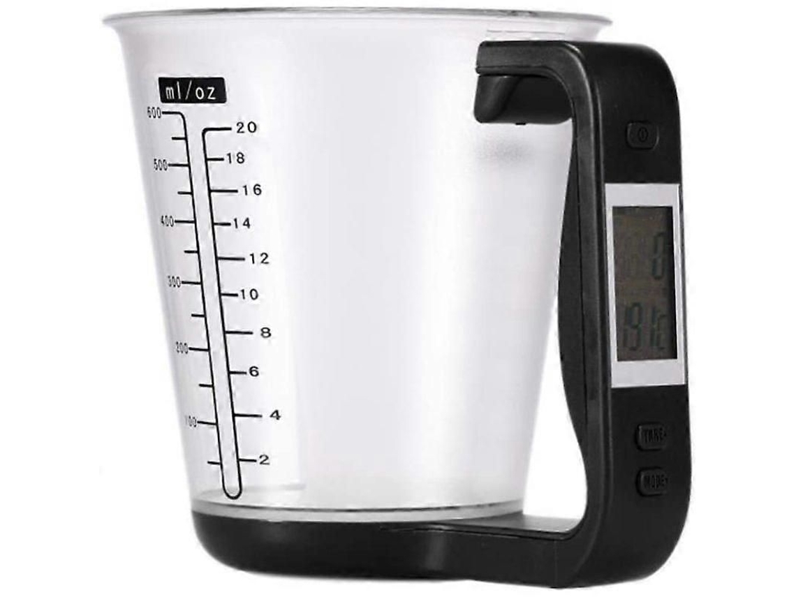 Balanza de cocina electrónica GOKOCO con vaso medidor, color negro.