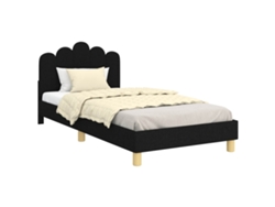 Maison Exclusive - Cama Para Niños Con Cabecero Negro 80 X 200 Cm Tela