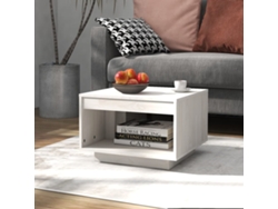 Mesa de Centro de Apoyo 50X50X33,5 Cm Madera de Pino Maciza Blanco