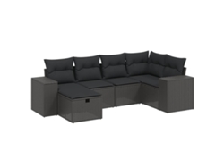 Conjunto 6 de sofás de jardín VIDAXL y cojines ratán sintético negro