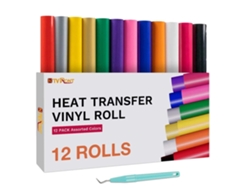 Rollo de vinilo de transferencia térmica, paquete de 12, fácil de cortar, colores vibrantes, 30 x 150 cm (12 pulgadas x 5 pies) OEM