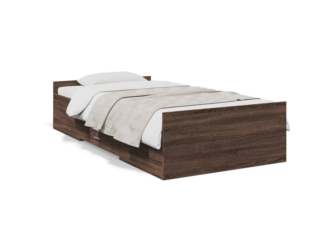 Maison Exclusive - Cama Con Cajones Madera De Ingeniería Marrón Roble 100x200 Cm