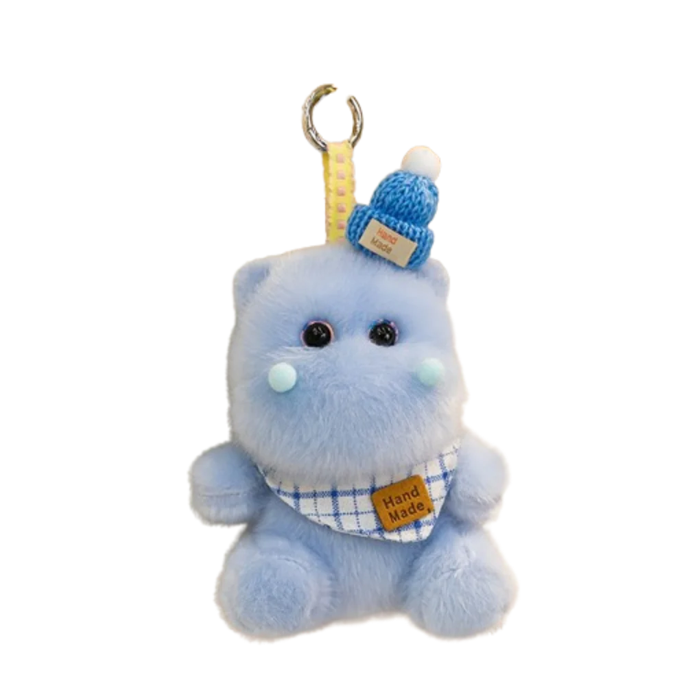 Llavero De Peluche De Hipopótamo De Algodón Pp (azul) De 15 Cm