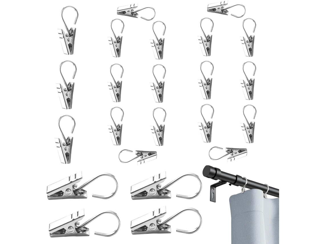 Ganchos Con Clips | 100 Piezas Para Colgar Cortinas, Acero Inoxidable, Cables Para Canalones
