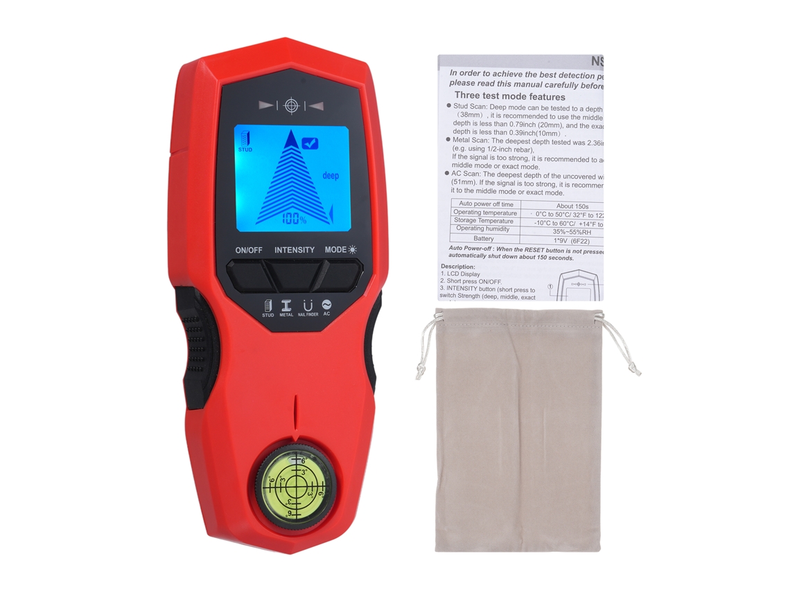 Detector De Vigas Multifuncional Con Pantalla Lcd, Nivel De Burbuja Para Metal Y Madera, Alimentación De Ca, Escaneo De Profundidad.