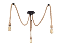 Lámpara De Araña Industrial Retro Con Cuerda De Caña, 3 Luces, Aplicación De Lámpara Colgante, E27