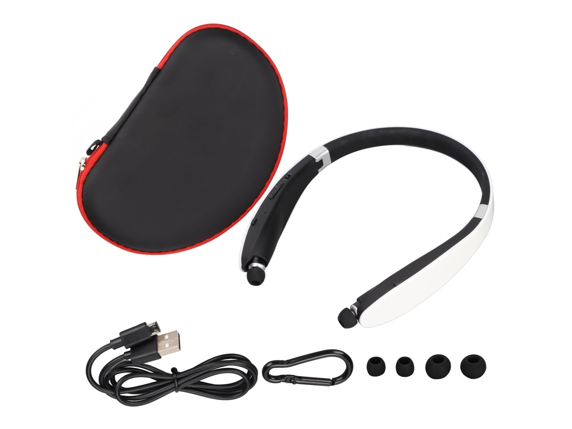 Fone De Ouvido Bluetooth Collar Retrátil Com Cancelamento De Ruído Estéreo E Microfone Branco