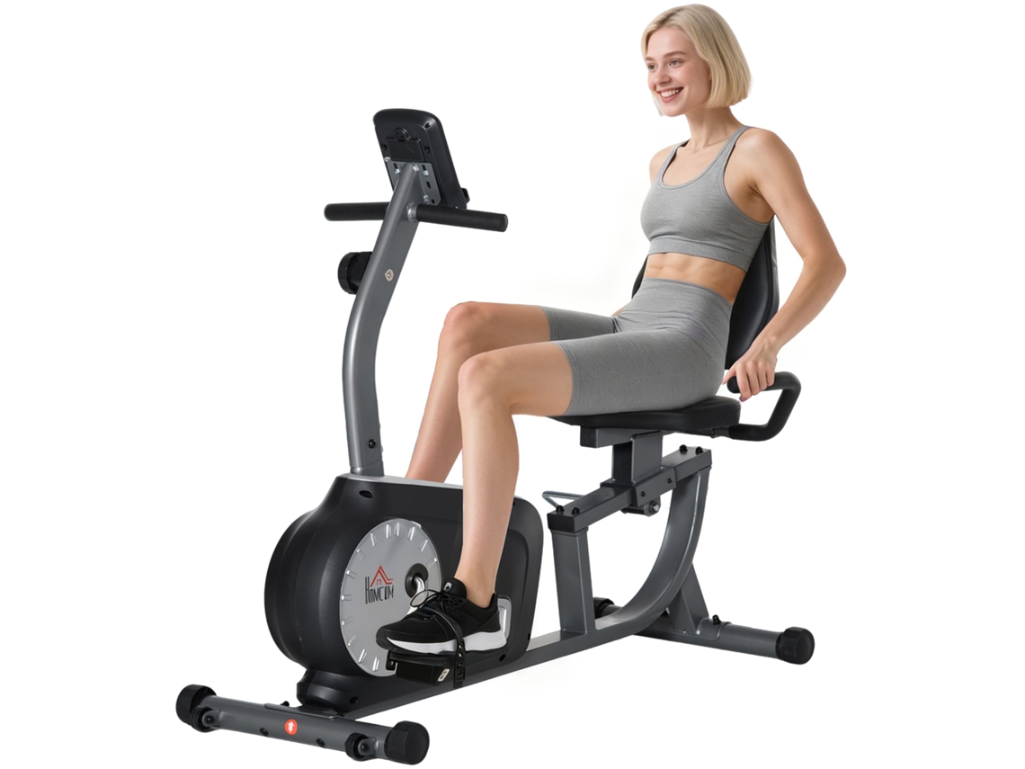 Bicicleta Reclinada Con Pantalla Lcd Magnética Ajustable De 8 Pulgadas Y Niveles De Ajuste, Color Gris.